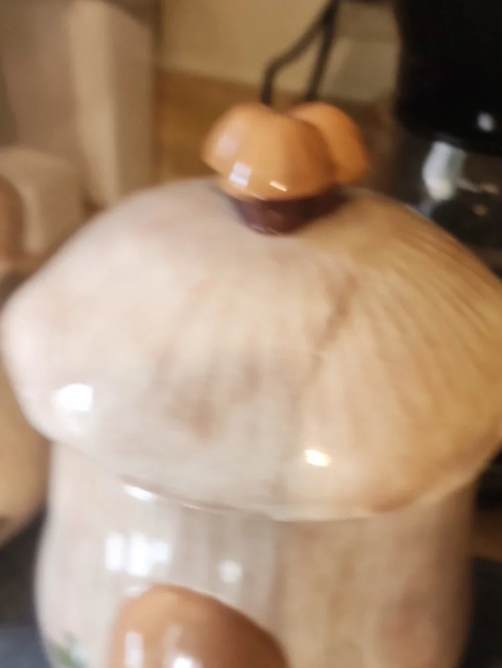 Vintage Mushroom Ceramic Canister Set - Tan and Brown